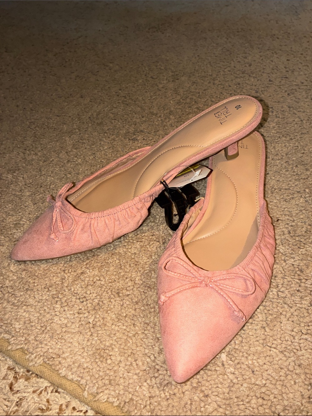 Pointed Pink Suede Slingback Flats - Women size 8, 9, 10